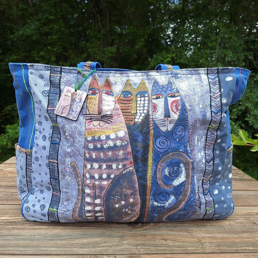 Vintage Laurel Burch AUTUMN FELINES (Set of 2) Weekender and Shoulder Cat Bags - Picture 9 of 16